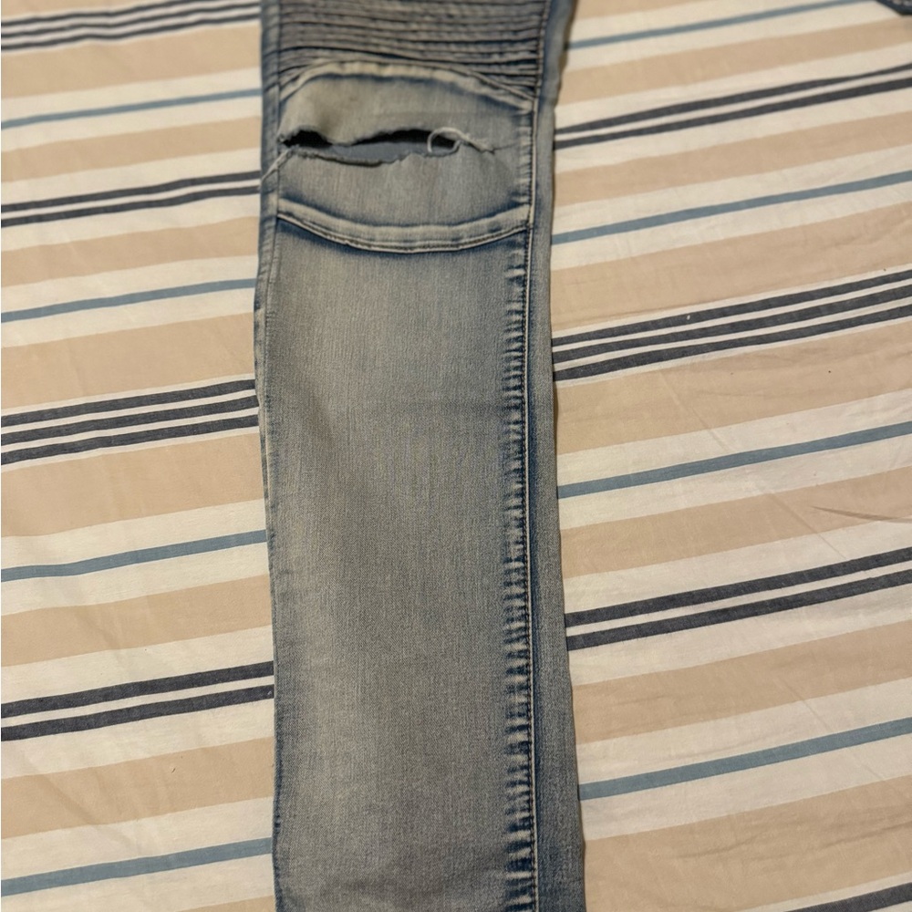 VIP Unisex Biker Ripped Jeans - Picture 4 of 10